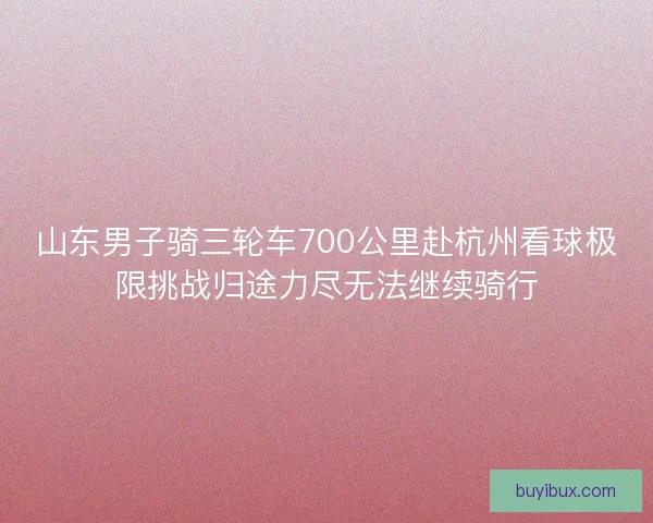 山东男子骑三轮车700公里赴杭州看球极限挑战归途力尽无法继续骑行 山东男子骑三轮车700公里赴杭州看球极限挑战归途力尽无法继续骑行
