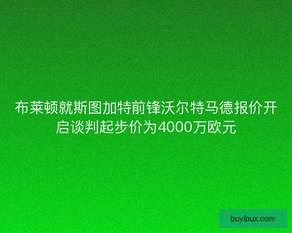 布莱顿就斯图加特前锋沃尔特马德报价开启谈判起步价为4000万欧元
